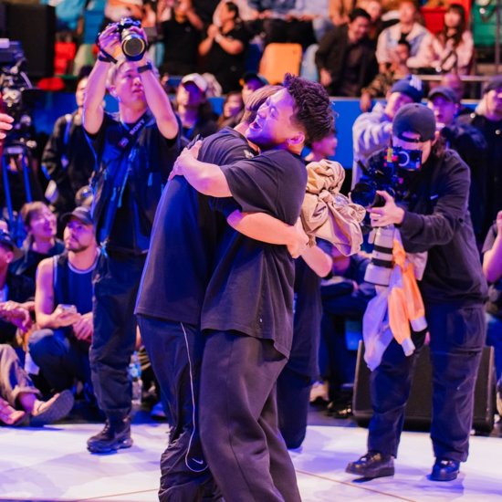 B-Boy Issin (JPN) celebrating his victory.